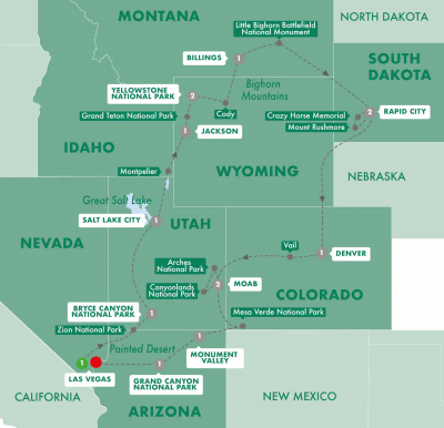 Map showing the Tour regions